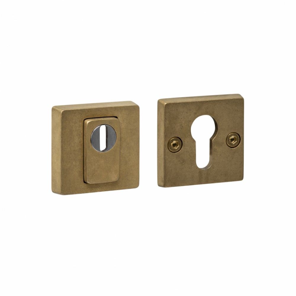 Intersteel SKG3 veiligheidsrozetten vierkant 54x54x12mm profielcilindergat met kerntrekbeveiliging - PVD messing getrommeld