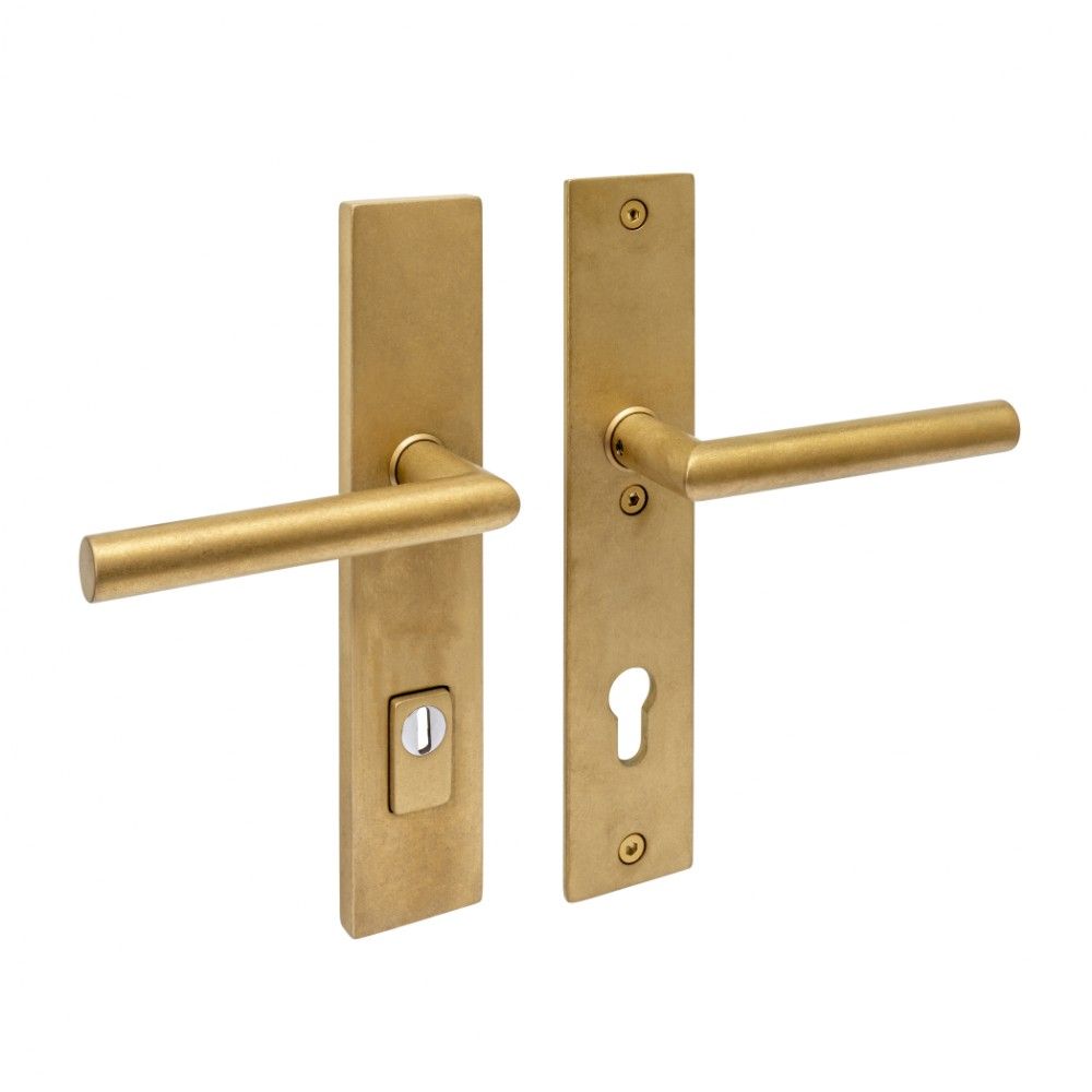 Intersteel SKG3 veiligheidsbeslag achterdeur rechthoek 250x50mm kruk/kruk Jura PC92 kerntrekbeveiliging - PVD messing getrommeld