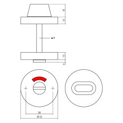 Intersteel WC-sluiting verdekt ø53x10mm met stift 8x8mm - PVD messingkleur