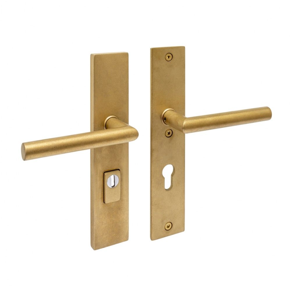 Intersteel SKG3 veiligheidsbeslag achterdeur rechthoek 250x50mm kruk/kruk Jura PC72 kerntrekbeveiliging - PVD messing getrommeld