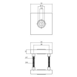 Intersteel set achterdeurbeslag vierkant: deurkruk Jura, massieve rozetten, SKG3 veiligheidsrozetten - PVD messing getrommeld