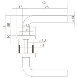 Intersteel deurkruk Luzern op rozet verdekt ø53x10mm - PVD messingkleur