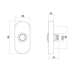 Intersteel deurbel ovaal 65x30x10mm verdekt - PVD messingkleur