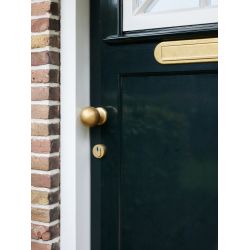 Intersteel voordeurknop bol ø75mm op achterplaat ø66mm éénzijdige montage - PVD messing getrommeld