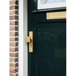 Intersteel SKG3 veiligheidsbeslag voordeur rechthoek 250x50mm greep/kruk Jura PC72 kerntrekbeveiliging - PVD messing getrommeld