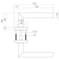 Intersteel deurkruk Jura op rozet verdekt ø53x10mm - PVD RVS getrommeld
