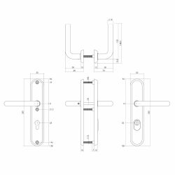 Intersteel SKG3 veiligheidsbeslag achterdeur ovaal 250x50mm kruk/kruk Luzern PC72mm kerntrekbeveiliging - PVD messingkleur
