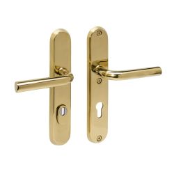 Intersteel SKG3 veiligheidsbeslag achterdeur ovaal 250x50mm kruk/kruk Luzern PC72mm kerntrekbeveiliging - PVD messingkleur