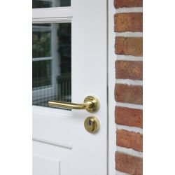 Intersteel deurkruk Luzern met rozet massief verdekt ø53x10mm met nokken - PVD messingkleur