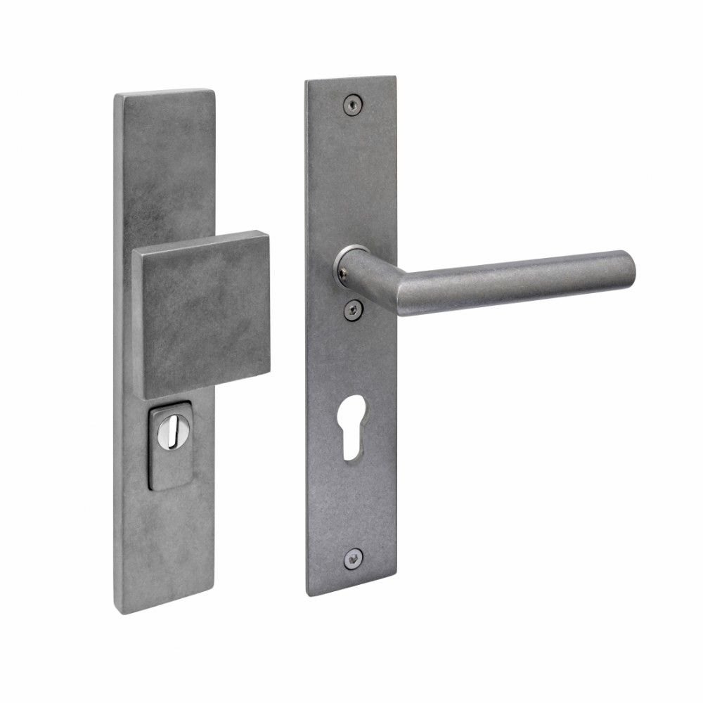 Intersteel SKG3 veiligheidsbeslag voordeur rechthoekig 250x50mm greep/kruk Jura PC72 kerntrekbeveiliging - PVD RVS getrommeld