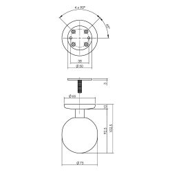 Intersteel voordeurknop bol ø75mm op achterplaat ø66mm éénzijdige montage - PVD RVS getrommeld