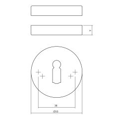 Intersteel sleutelrozetten verdekt ø53x9mm - PVD RVS getrommeld