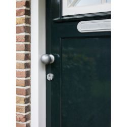 Intersteel SKG3 veiligheidsrozetten vierkant 54x54x12mm profielcilindergat met kerntrekbeveiliging - PVD RVS getrommeld