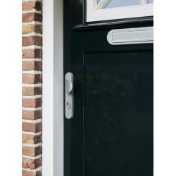 Intersteel SKG3 veiligheidsbeslag voordeur ovaal 250x50mm greep/kruk Luzern PC92 kerntrekbeveiliging - PVD messing getrommeld