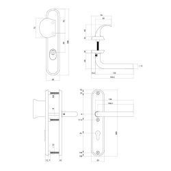 Intersteel SKG3 veiligheidsbeslag voordeur ovaal 250x50mm greep/kruk Luzern PC72 kerntrekbeveiliging - PVD messing getrommeld