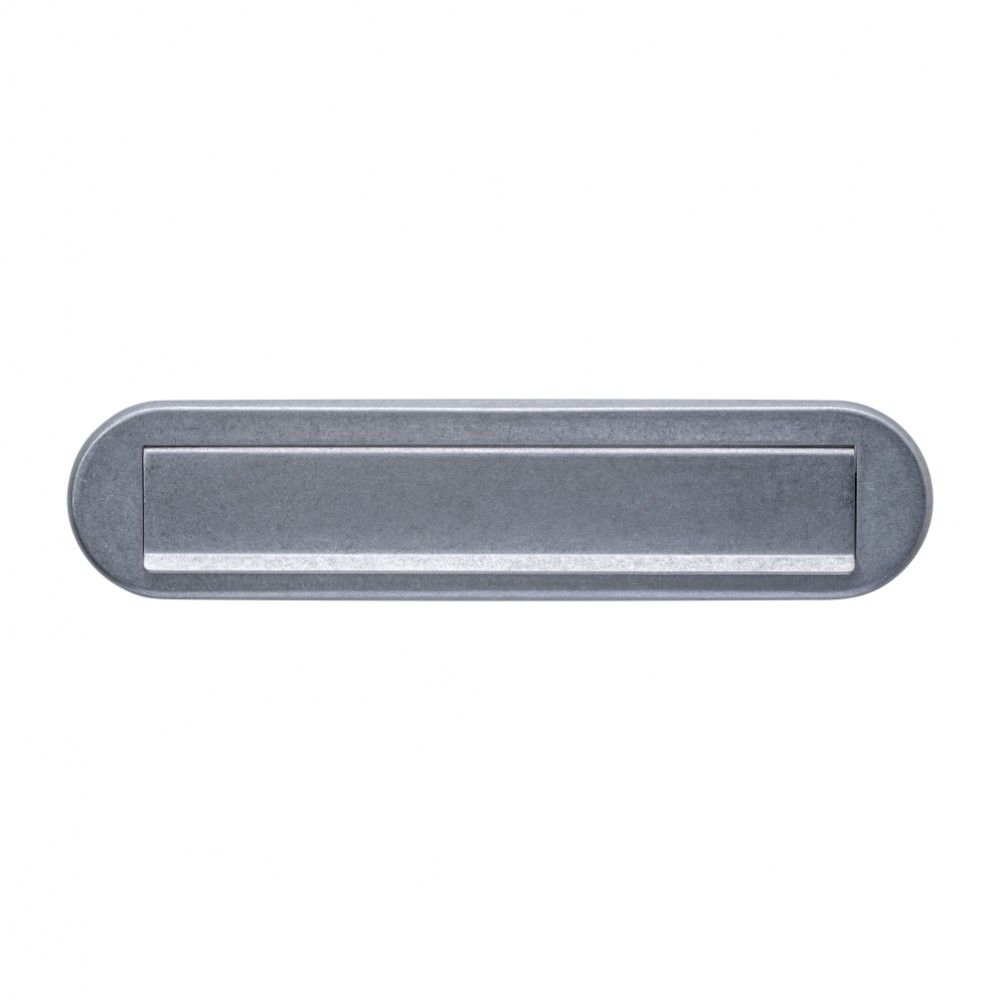 Intersteel Briefplaat ovaal 340x80mm met klep/regenrand - PVD RVS getrommeld