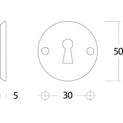 Intersteel rozetten met sleutelgat schroefgat 50x5mm - chroom