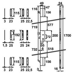 AXA Solid C veiligheids meerpuntssluiting cilinderbediend SKG*** 1700×24mm - staal verzinkt