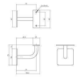 Intersteel Leuninghouder gebogen vierkant vlak zadel - RVS