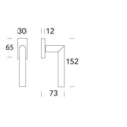 Raamkruk draaikiep Toledo rechthoekig - RVS