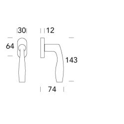 Raamkruk draaikiep Naxos ovaal - RVS
