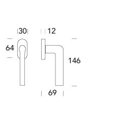 Raamkruk draaikiep Samos ovaal - RVS