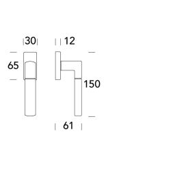 Raamkruk draaikiep Rhodos recht - RVS