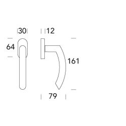 Raamkruk draaikiep Helsinki ovaal - zwart