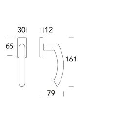 Raamkruk draaikiep Helsinki recht - zwart