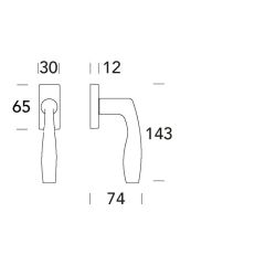 Raamkruk draaikiep Naxos recht - zwart