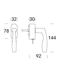 Raamkruk draaikiep Naxos ovaal afsluitbaar SKG*** - zwart