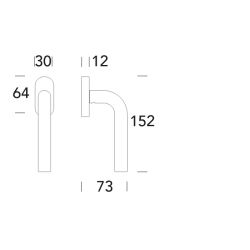 Raamkruk draaikiep Oslo ovaal - zwart