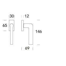 Raamkruk draaikiep Samos recht - zwart