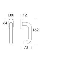 Raamkruk draaikiep Stockholm ovaal - zwart