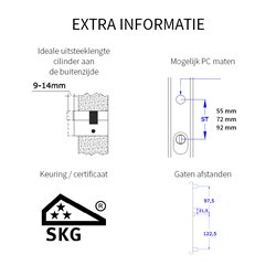 Achterdeurset Shadow compleet - messing getrommeld