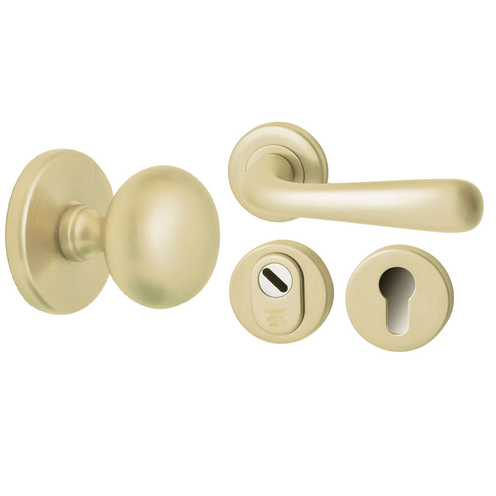 Voordeurset Iris/Silvia 3-delig linkswijzend - PVD champagne goud