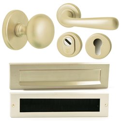 Voordeurset Iris/Silvia compleet linkswijzend - PVD champagne goud