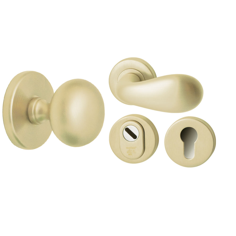 Voordeurset Iris/Olympia 3-delig linkswijzend - PVD champagne goud