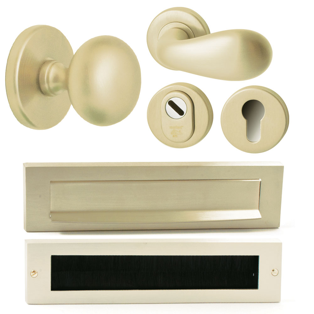 Voordeurset Iris/Olympia compleet linkswijzend - PVD champagne goud