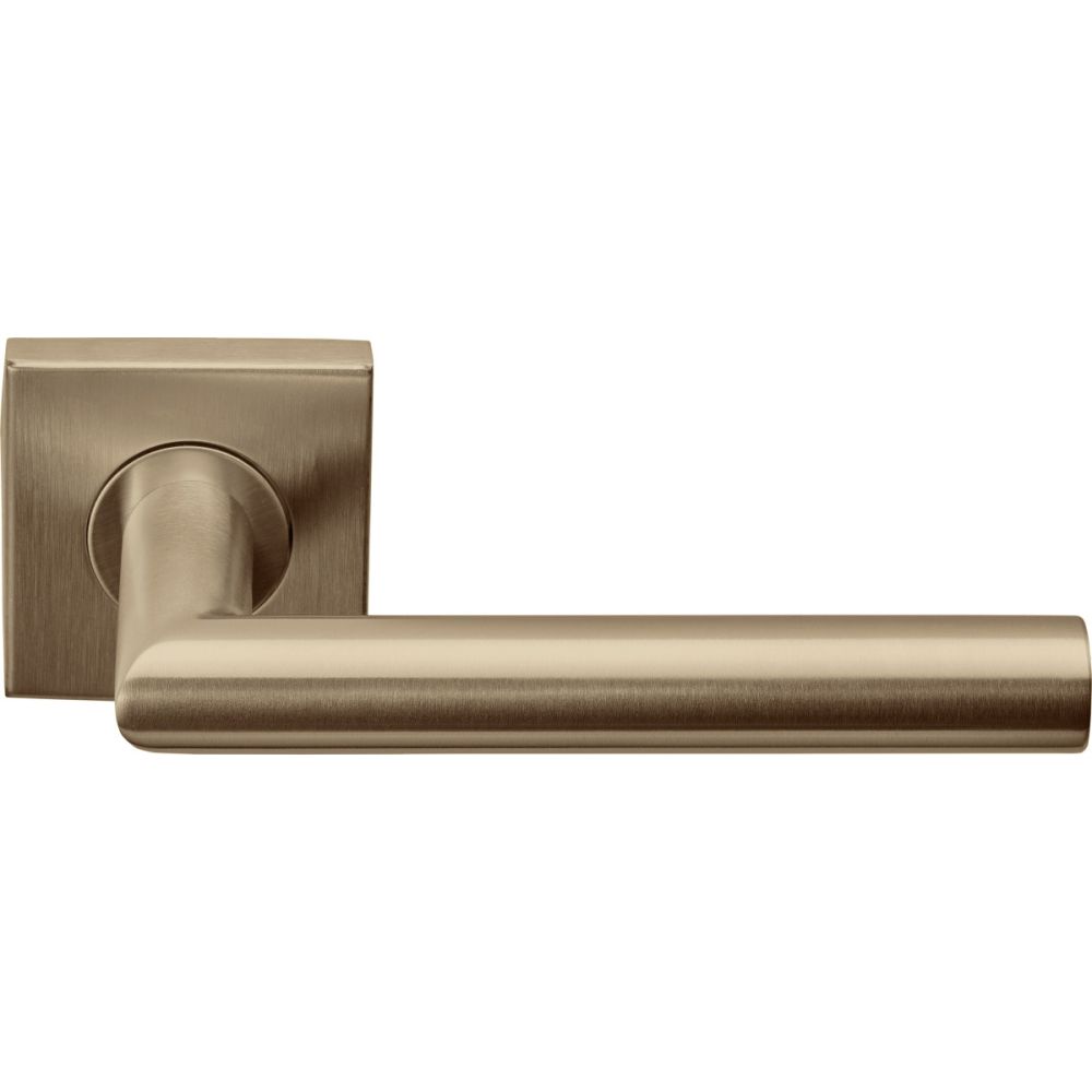 Deurkruk BASICS LB2-19BSQ geveerd op vierkant rozet - PVD licht brons