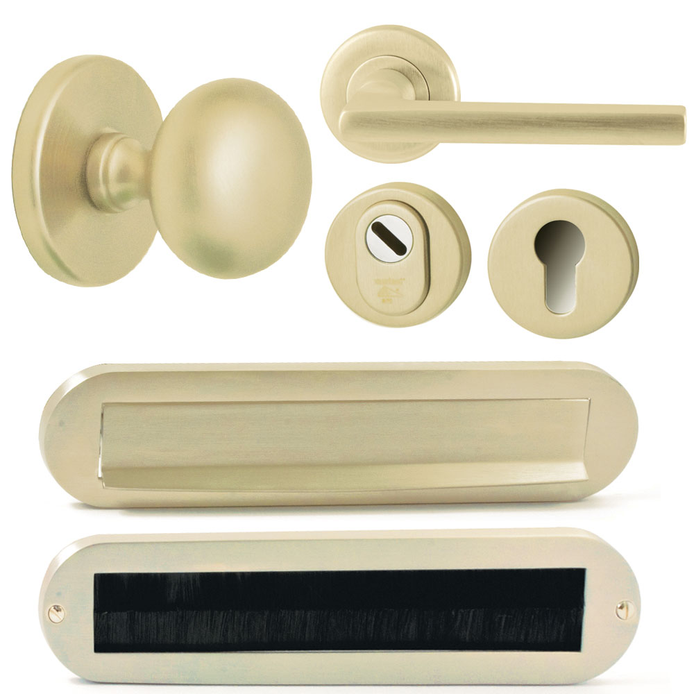 Voordeurset Iris/Sara compleet linkswijzend - PVD champagne goud