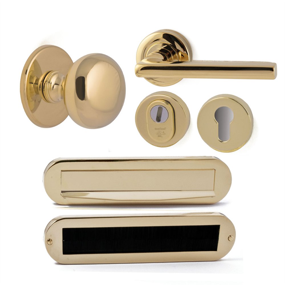 Voordeurset Iris/Sara compleet rechtswijzend - PVD messing