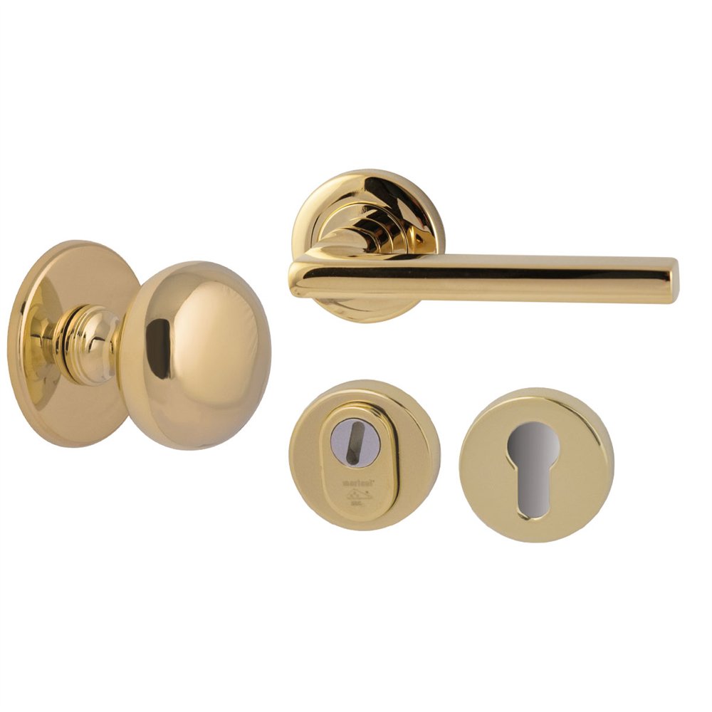 Voordeurset Iris/Sara 3-delig linkswijzend - PVD messing