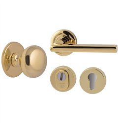 Voordeurset Iris/Sara 3-delig rechtswijzend - PVD messing