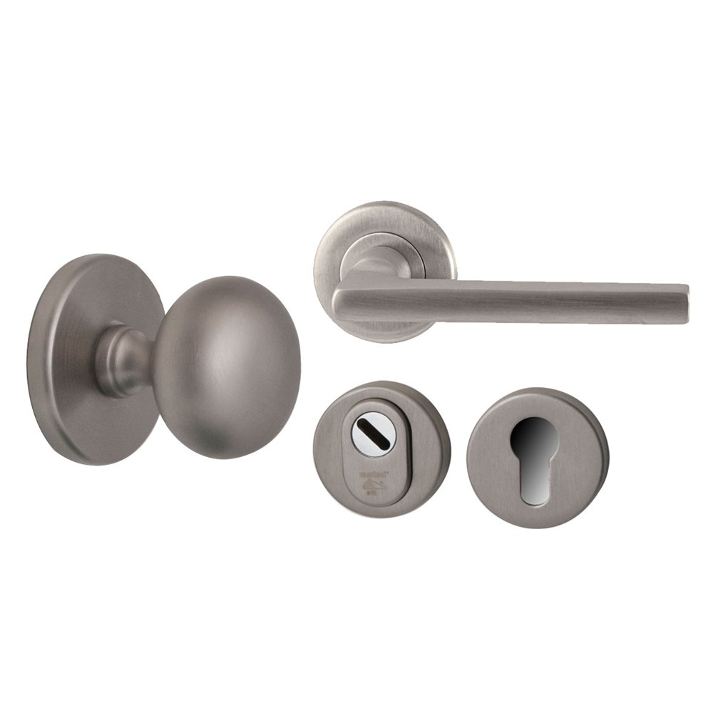 Voordeurset Iris/Sara 3-delig rechtswijzend - PVD Inox