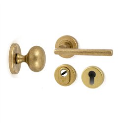 Voordeurset Iris/Sara 3-delig linkswijzend - messing getrommeld