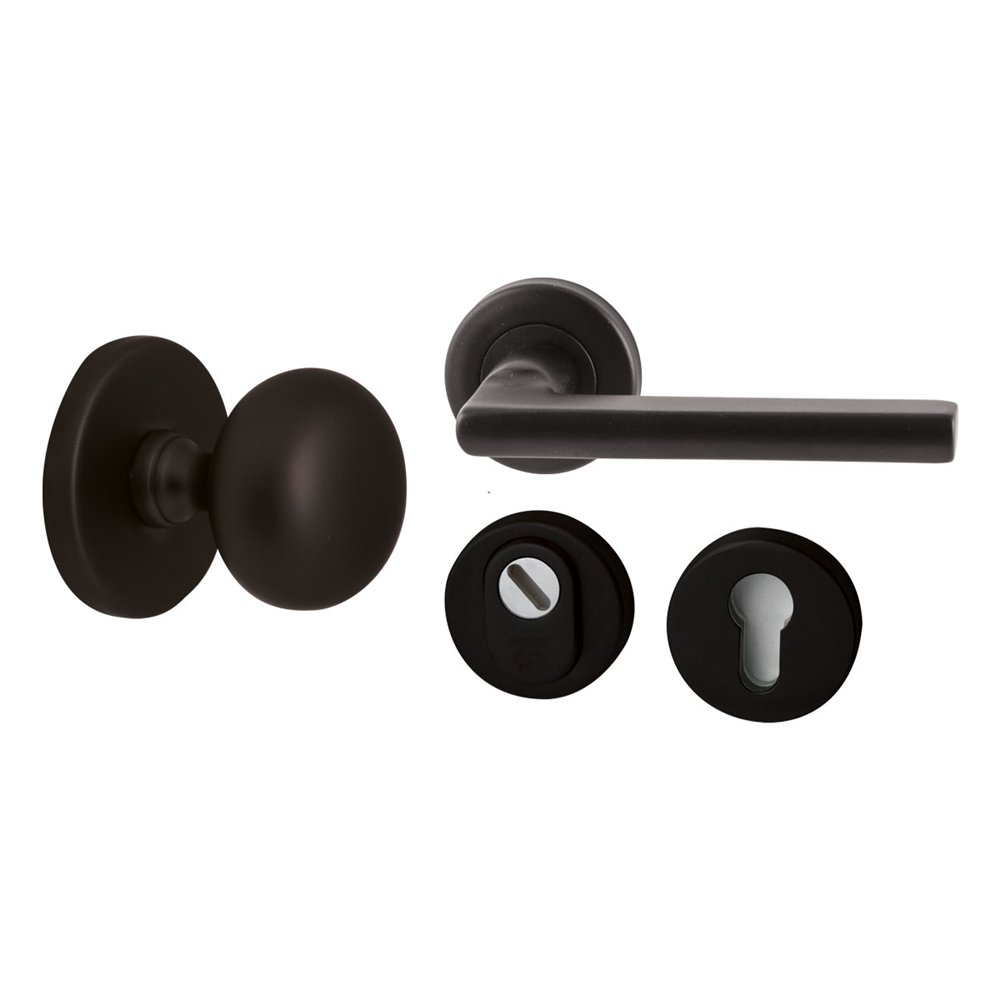 Voordeurset Iris/Sara 3-delig rechtswijzend - puurzwart