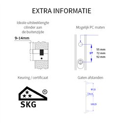 Voordeurset Charley/Zenith 3-delig rechtswijzend - mat brons