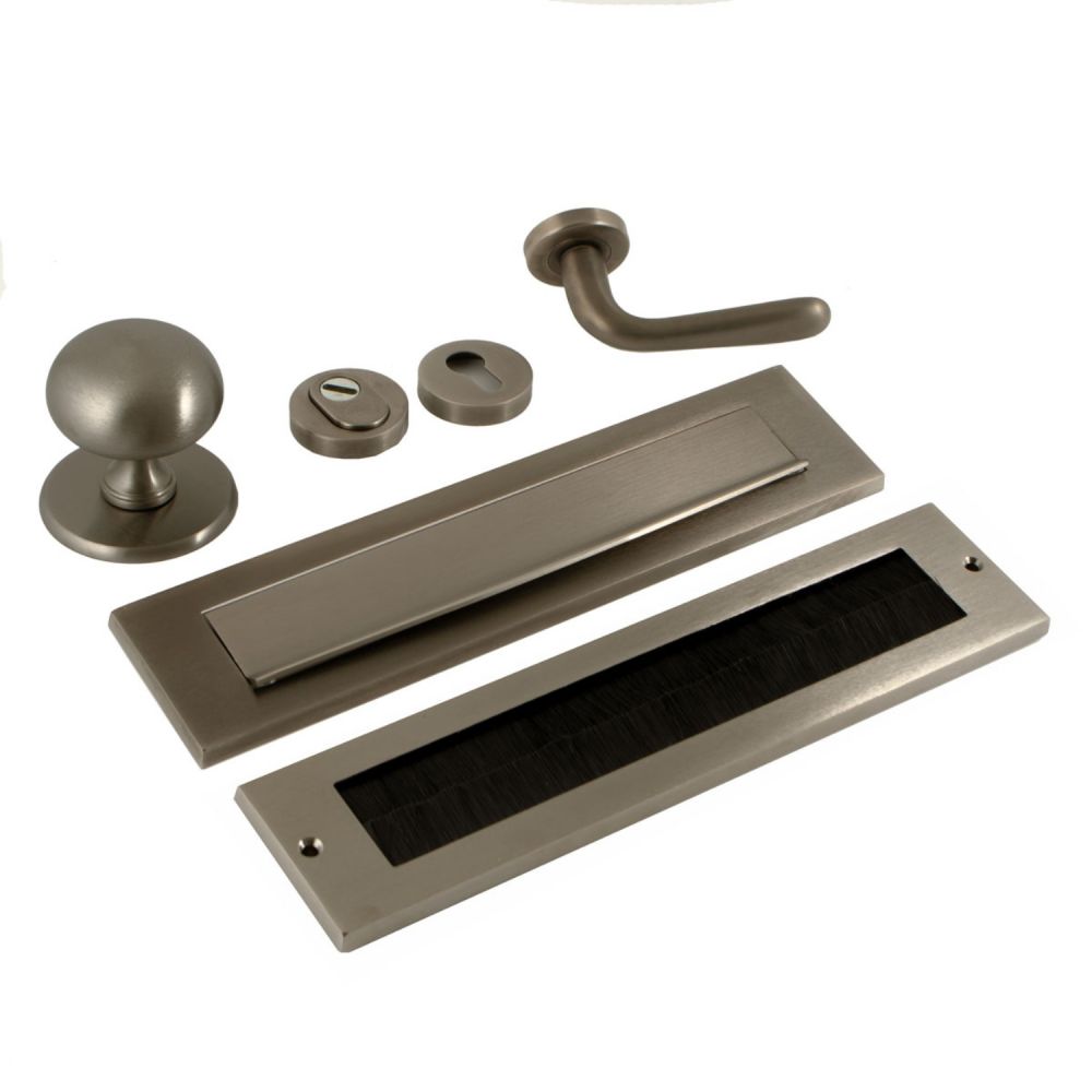 Voordeurset Iris/Silvia compleet rechtswijzend - PVD gun metal