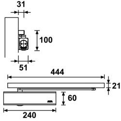 AXA 7509 deurdranger met glijarm sluitkracht 1-4 - aluminiumgrijs